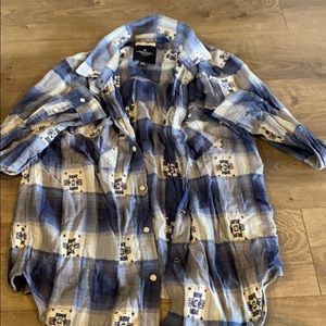 Blue and white flannel